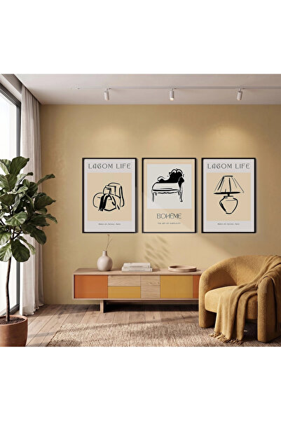 KOLAJTASARIM Bohemian Minimalist Drawings for Interior Spaces Σετ 3 Πίνακες μ...