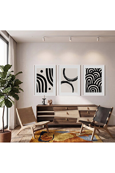 KOLAJTASARIM Set de picturi minimaliste, abstracte, curbate, din 3 piese, cu ...