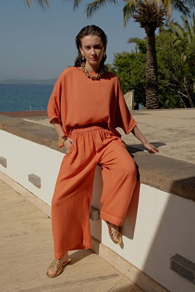İKİKIZ Linen Terracotta Blouse