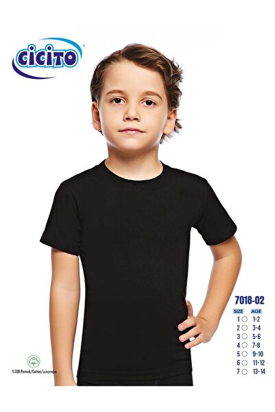 Cicito Dečija 100% pamučna rebrasta crna majica 7018