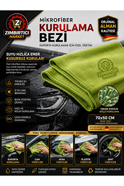 ZIMBIRTICI Mikrofiber Su Emici Kurulama (70cmx50cm) Ve Güderi Cam Bezi (70cmx...