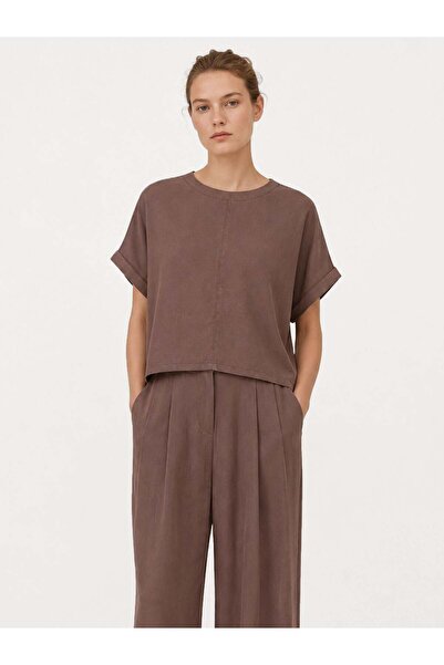 RİVUS Modal Rahat Kesim T-shirt - Kahve