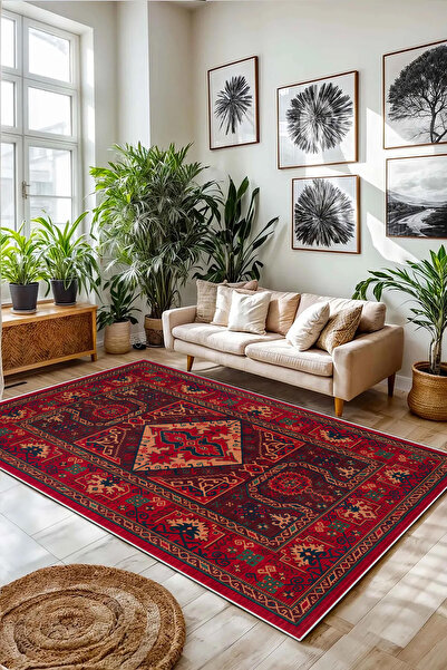 Hülya Home Salon Halısı Mutfak halısı Yolluk Geometrik İskandinav Eskitmeli D...