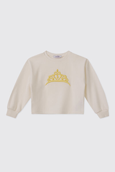 Panço Baby Girl Ecru-Yellow Sweatshirt