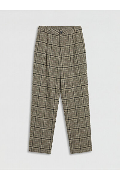 LC Waikiki Lcw Kids Gray Pleated Girls' Plaid Trousers