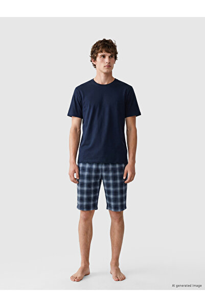 LC Waikiki Vizyon New Season Standard Fit Plaid Men's Shorts Pajama Set
