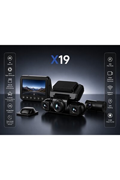 Nivego Nvg X19 4K Araç İçi Araç Kamerası 4 Kameralı GPS WiFi G-Sensör 24 Saat...