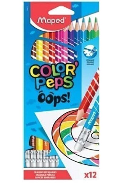 Maped Color Peps Oops Σβηνόμενα Χρωματιστά Μολύβια 12 Χρώματα (832812)