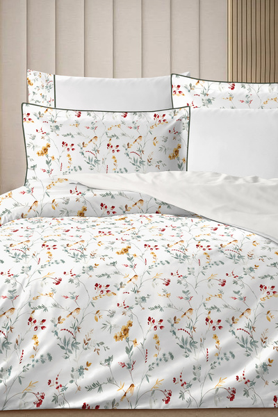 MonoHome 4 Pillows 100% Cotton Percale Duvet Cover Set Double-Person-Premium ...