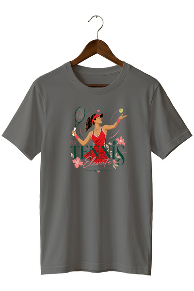 WİDİ Tennis Racket Printed T-Shirt Floral Sports T-Shirt