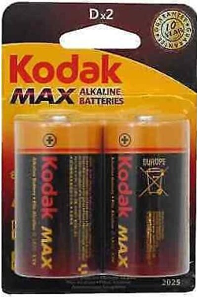 Kodak Σετ Αλκαλικών Μπαταριών LR20 Max D 2 τεμαχίων (30952843)