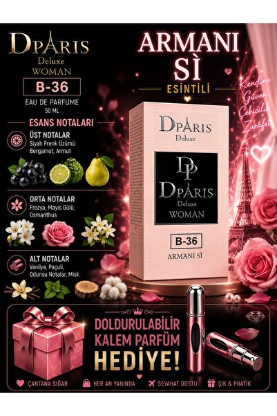 DPARİS B-36 KALICI KOKU-ARMAN I-SI ESANS-50ML-EDP PARFÜM-DOLDURULABİLİR KALEM...