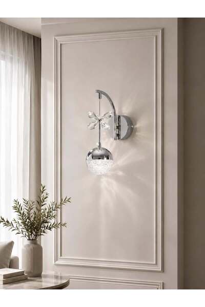 luminza tasarım Modern Led Wall Light with 3 Separate Color Lights Chrome Case