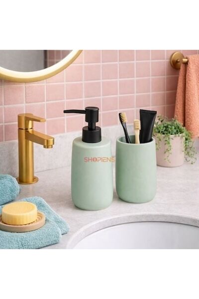 SHOPIENS Set organizator pentru chiuveta de baie cu dozator de săpun lichid d...
