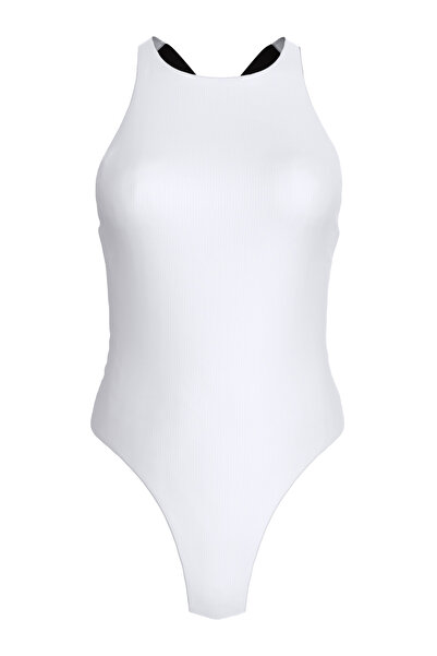 Calvin Klein Women's Deep Backless White One-Piece Swimsuit