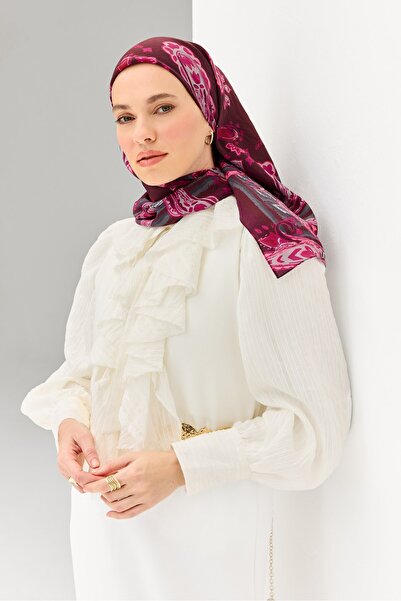 Silk Home وشاح فيلورا بنمط البرقوق 90x90