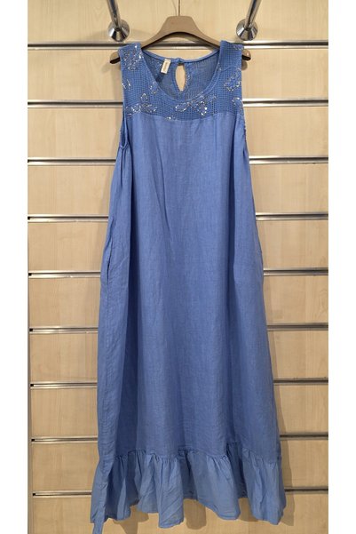 Park Moda Linen Dress with Jacket and Sequin Detail