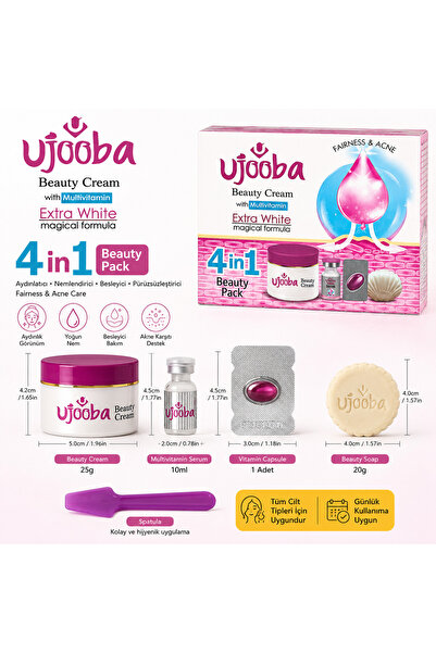 ujooba 4'ü 1 Arada Cilt Bakım Seti – Yüz Kremi, Serum, Sabun ve Glutatyon Kap...