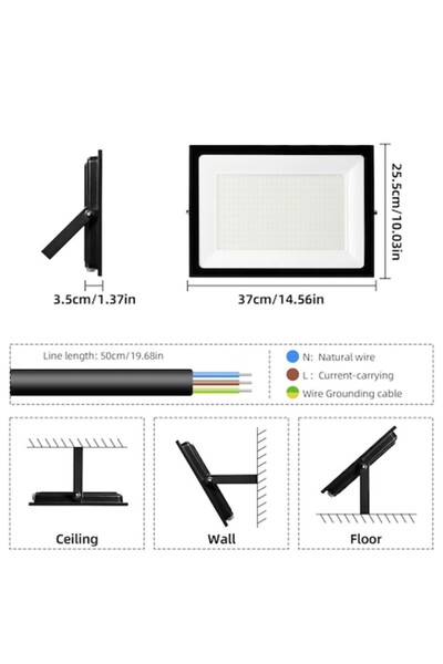 Jortan Προβολέας LED 300W, 3000K, IP66, ενεργειακά αποδοτικός