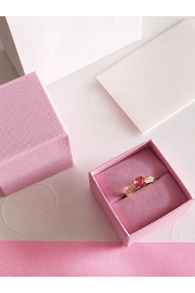 Rexon Gold Color Stainless Steel Ring with Pink Stone - Elegant Daily Accessory