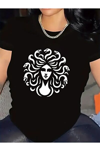 1001moda Short Sleeve T-Shirt with Medusa Design, Made of Durable cotton Fabr...