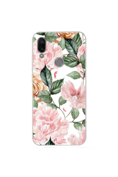 Other Xiaomi Redmi Note 7 Pink rose and laves Transparent Silicone TPU Θήκη