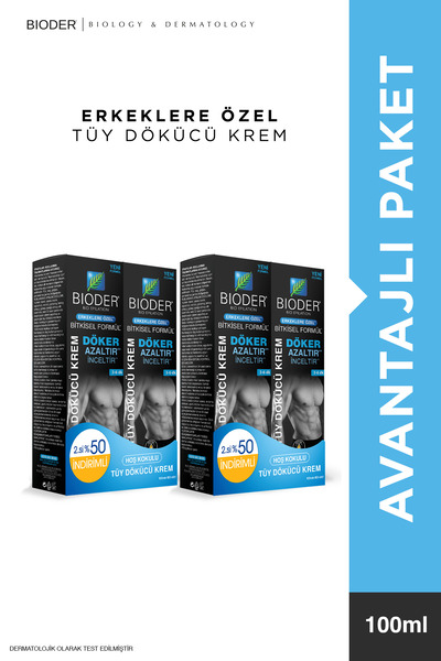 Bioder Tüy Dökücü Krem 2x200 ml Avantajlı Set Men – Erkeklere Özel Güçlü Etki