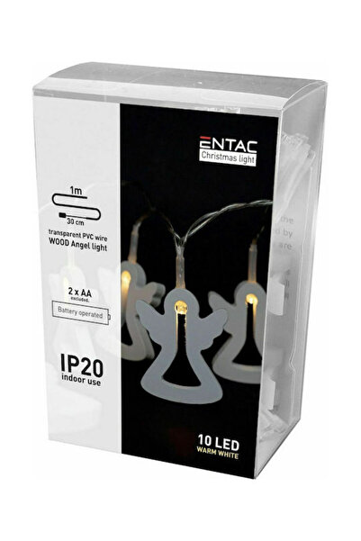 Entac 10 Φωτάκια LED 1μ. Θερμό Λευκό Φωτιστικό Μπαταρίας σε Σειρά 1 τεμάχιο Κ...