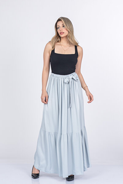 MissVina Women's Elastic Waist Crinkle Long Skirt Stylish Daily Comfortable B...