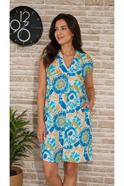 SELGORA Patterned Viscose Tunic Dress – Summer Comfortable Fit Women's Dress