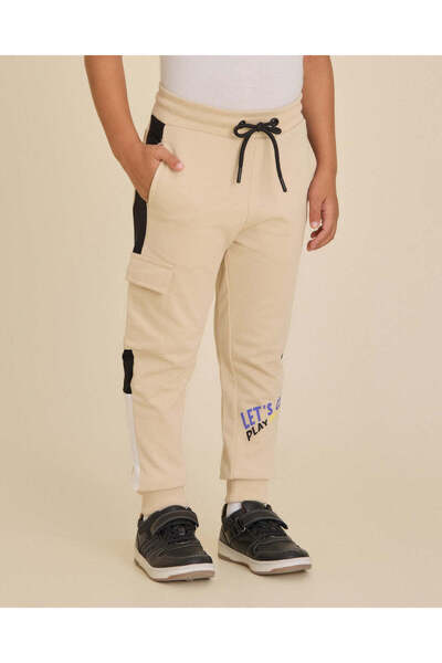 REDTAG Boys Beige Printed Active Pants