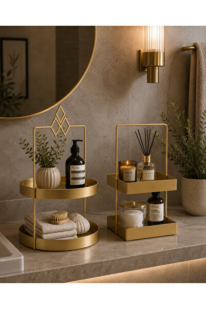 Rarart Concept Luna & Muffin Set - Gold Metal Organizer - Multi-Purpose Organ...