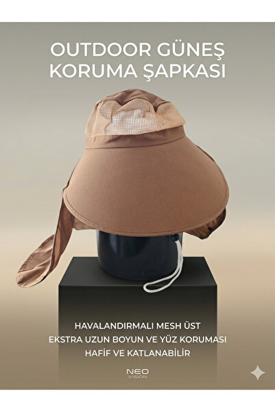 ASLANKAR Yazlık fötr şapka ense korumalı kafa havalandırmalı. Geniş siperlikl...