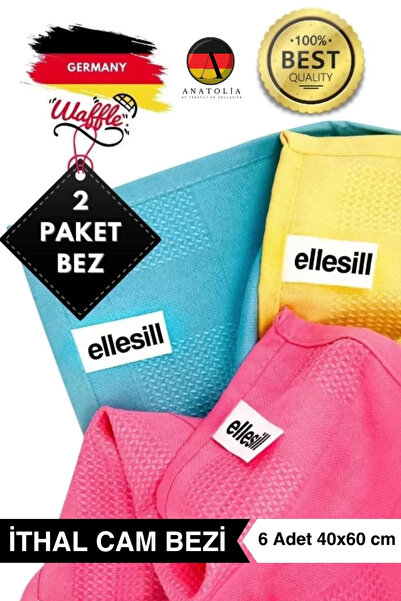 Ellesill 6-Piece Microfiber Cleaning Cloth and Glass Cloth 40X60 cm - (2 Packs)