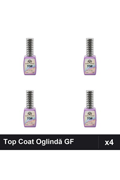 global fashion Set 4 Top Coat Efect Oglindă TOP SHINE 12ml Nr.04 Nr.06 Nr.07 ...