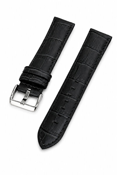 HANNY Curea ceas din piele naturală, cu burete, model crocodil 26mm, cataramă...