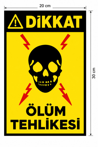 TRİMENT3D Caution Death Hazard Warning Label 20X30 cm – Set of 6 Safety Labels