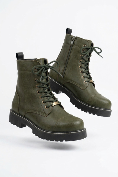 Zerenyus Zrc009 Premium Lace-Up Zippered Men's Boots Khaki