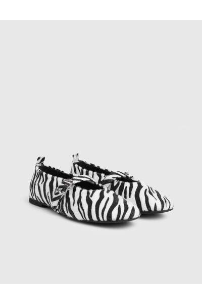 İLVİ Kairi Suede Leather Women's Zebra Patterned Ballerinas