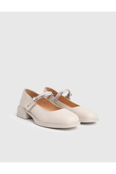 İLVİ Lioren Genuine Leather Women's Cream Loafer