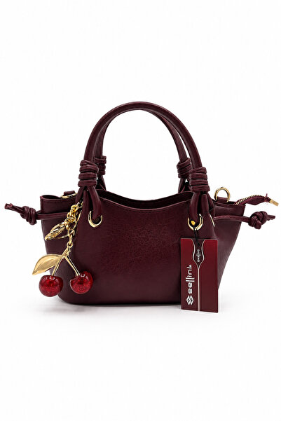 Sellini Cherry Women's Burgundy Hand and Shoulder Bag with Cherry Charm Acces...