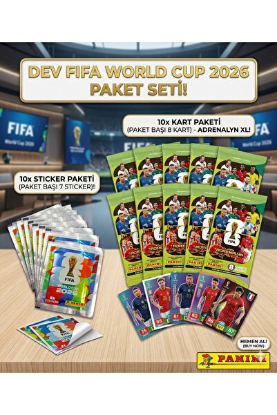 Panini Dünya Kupası 2026 Adrenalyn XL Koleksiyon 10 paket sticker + 10 paket ...