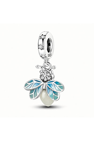 Store 925 Ayar Saf Gümüş Karanlıkta Parlayan Ateş Böceği Taşlı Charm Sallantı...