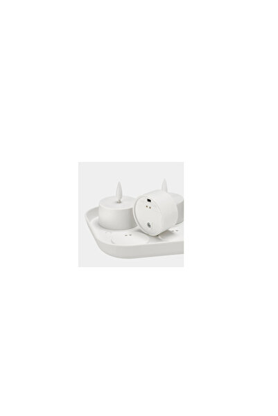 IKEA SKATGÅS LED'li tealight mum, beyaz, şarj tepsili