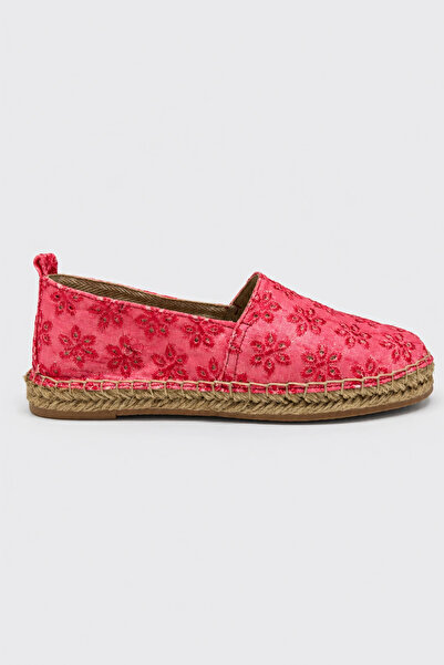 Suren bysrnshoes Best Çiçek Nakış Detaylı Keten Kadın Espadril Ayakkabı