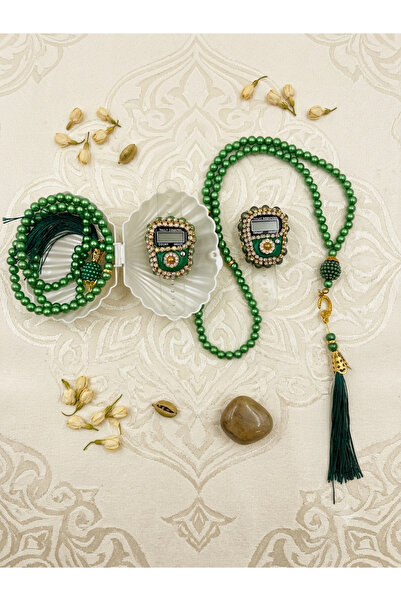DUHA HAC Stone Zikirmatik and Tasbih Set in a Clamshell, Mevlid, Dowry, and H...