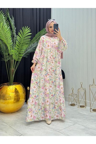 FRESH FASHION Modal Mango Summer Dress with Front Flap and Openable Buttons