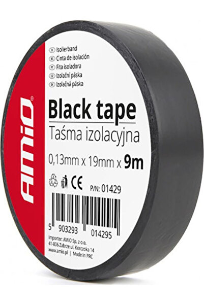 AMIO Ταινία Μόνωσης 19mm x 9m Μαύρο Μαύρο