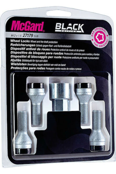 Lampa Μπουλόνια Ασφαλείας Κωνικά Μαύρα A120 M12x1.5mm για Κλειδί Αρ. 17 4 τεμ...