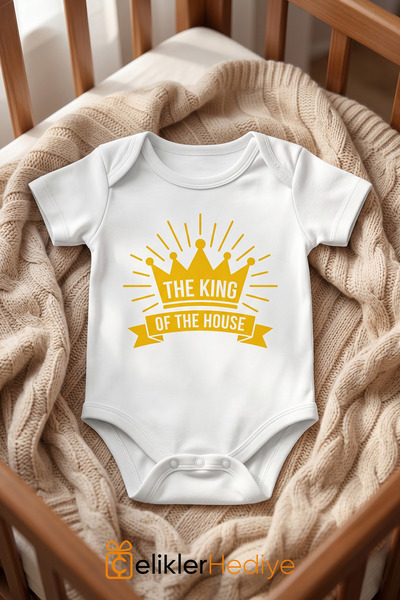 ÇELİKLER HEDİYE The King Printed Baby Bodysuit 100% Cotton Unisex Bodysuit